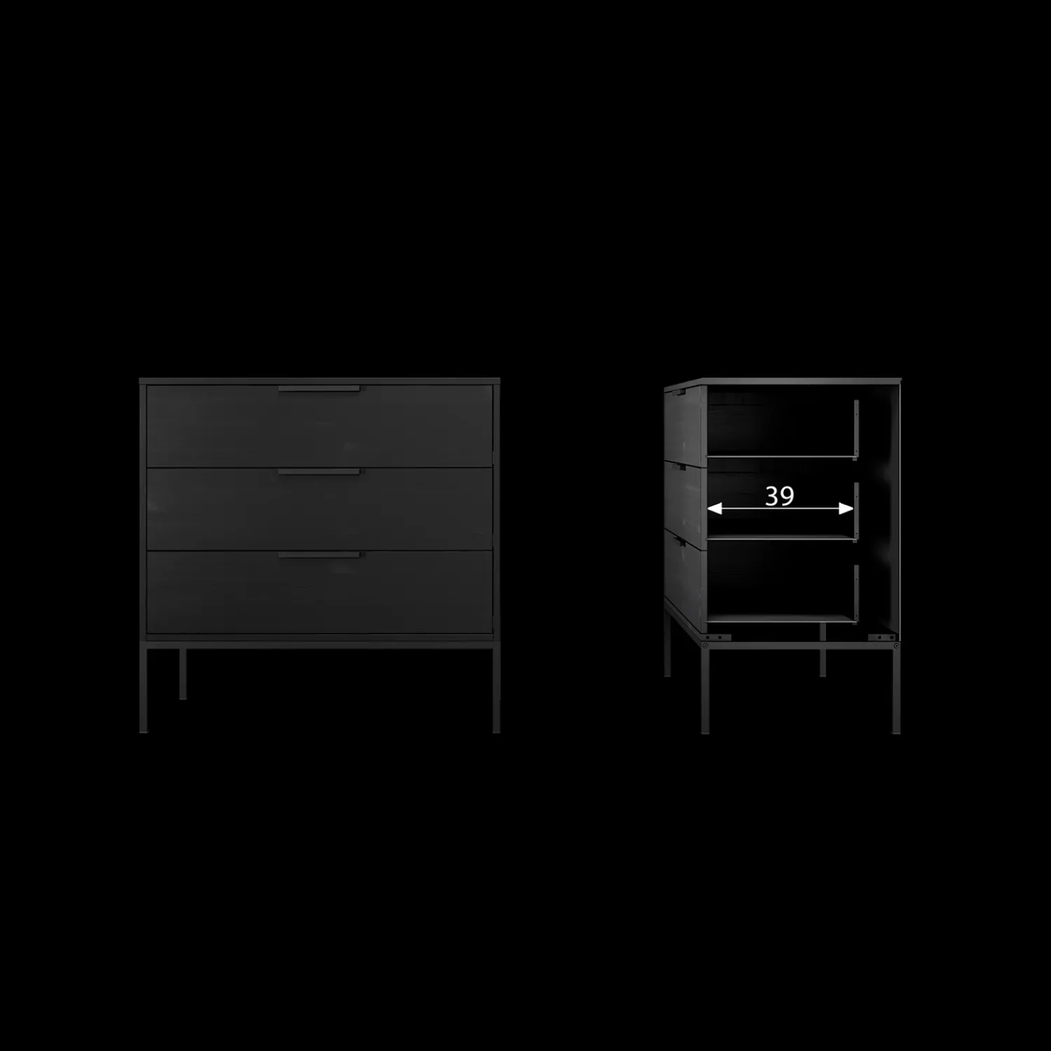 Ladekasten|Ladekasten-WOOOD Adam Ladekast Black