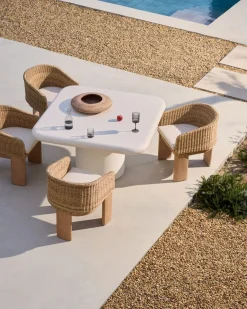 Tuintafels-Kave Home Addaia Vierkante Eettafel Wit