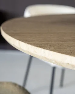 Houten Eettafels|Ronde Eettafels-Eleonora Aikin Eettafel Beige, Creme, Bruin