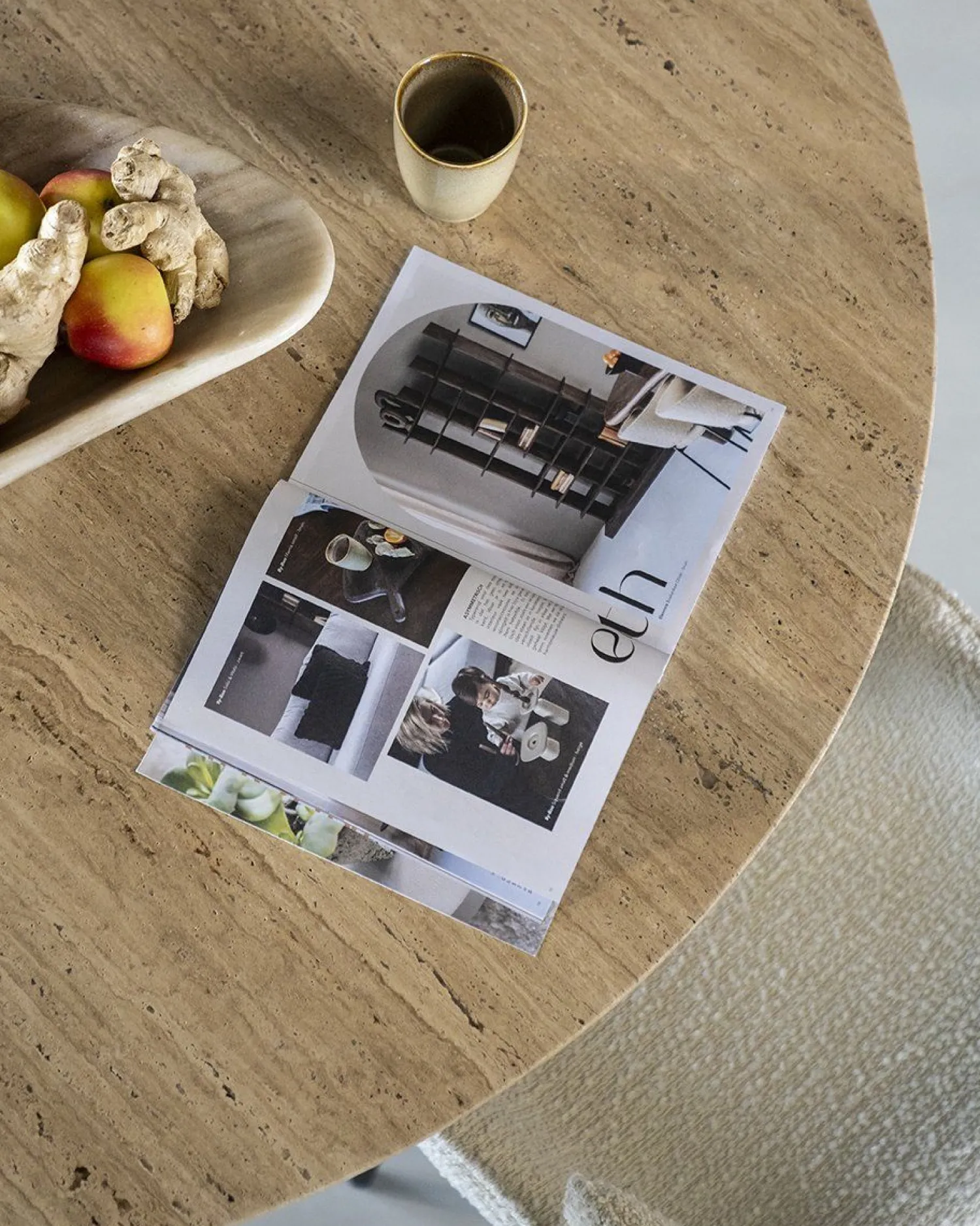 Houten Eettafels|Ronde Eettafels-Eleonora Aikin Eettafel Beige, Creme, Bruin