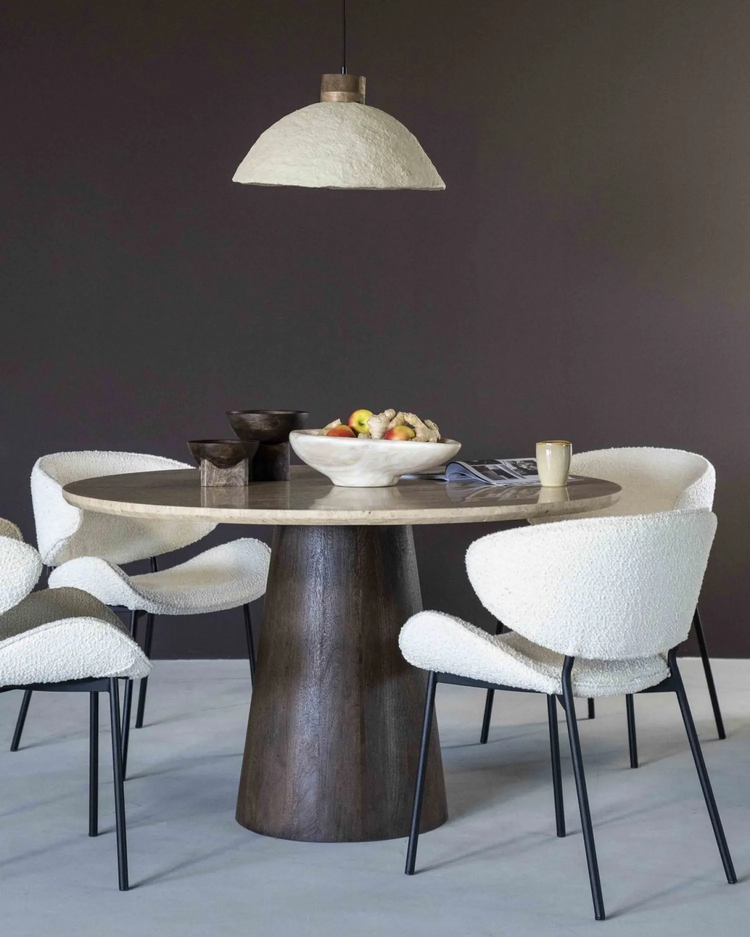 Houten Eettafels|Ronde Eettafels-Eleonora Aikin Eettafel Beige, Creme, Bruin