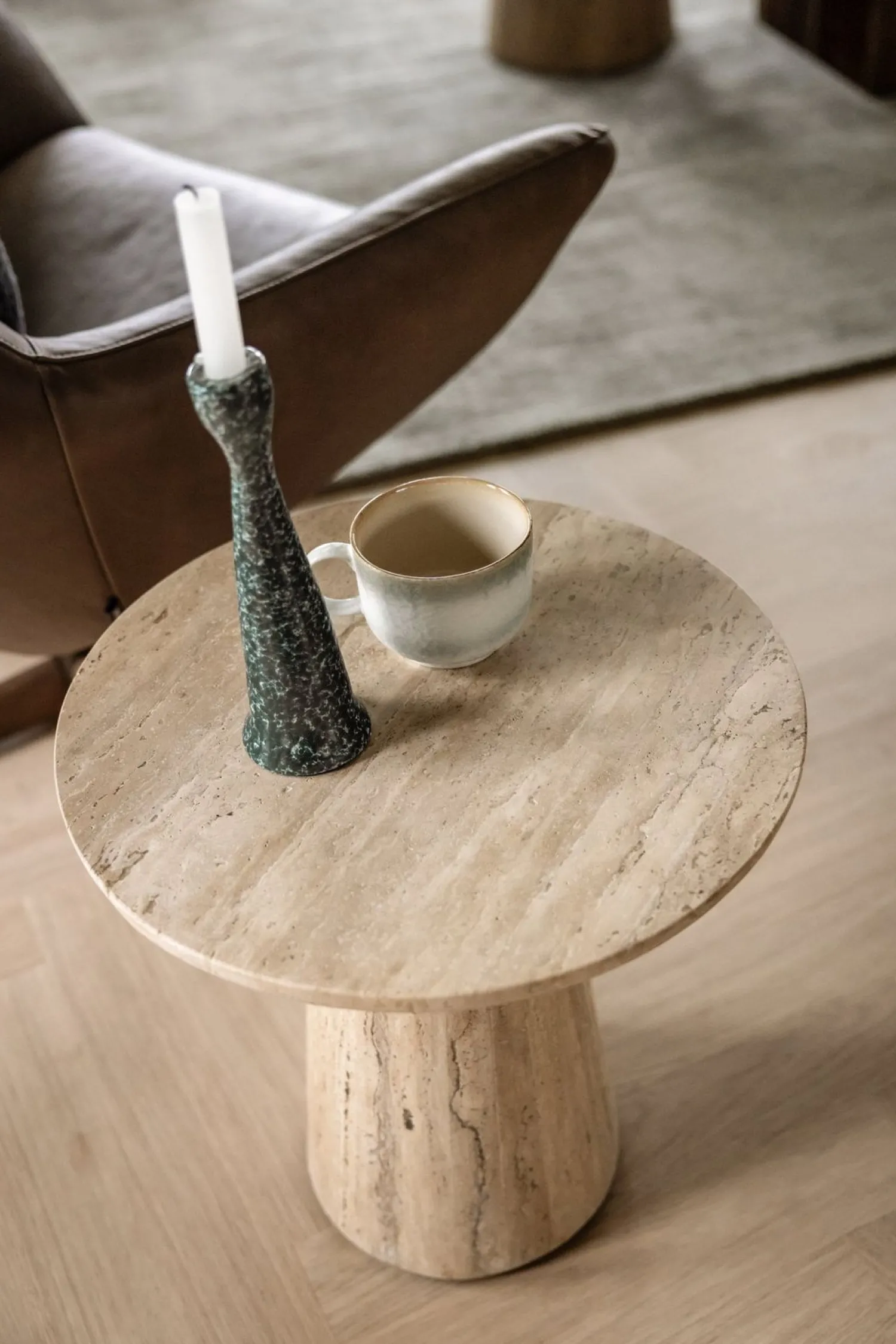Ronde Bijzettafels-Eleonora Aime Bijzettafel Beige
