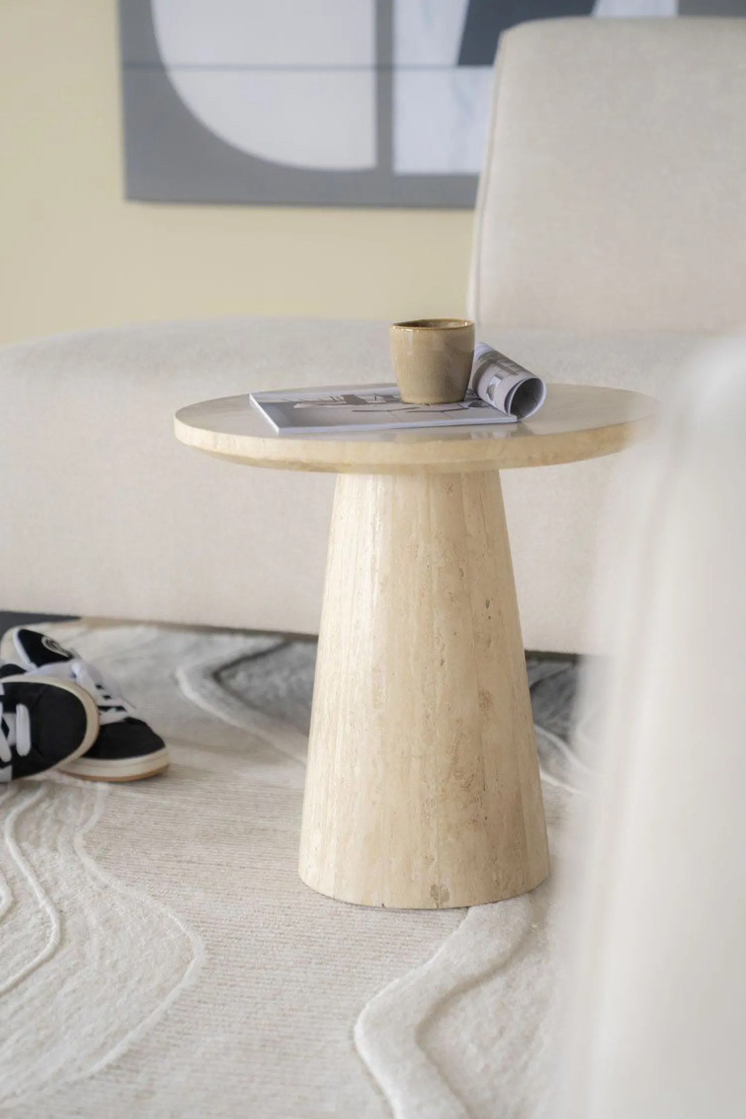 Ronde Bijzettafels-Eleonora Aime Bijzettafel Beige