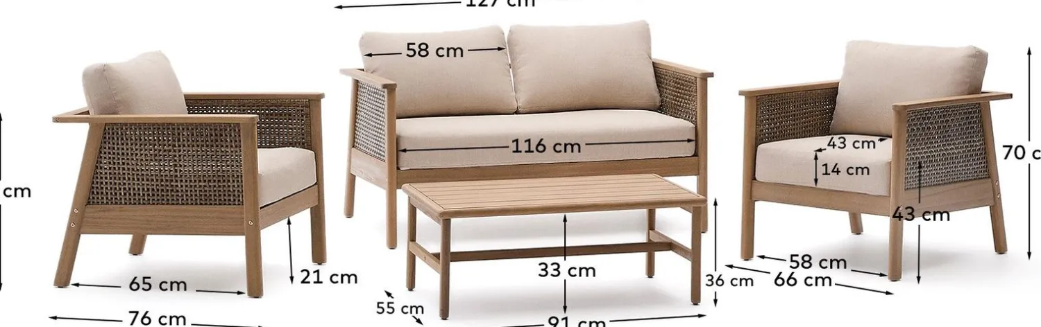 Loungesets-Kave Home Alabe Loungeset Naturel, Beige