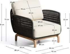 Tuinstoelen-Kave Home Alipa Outdoor Fauteuil Antraciet