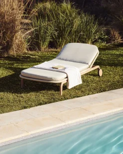 Tuinstoelen-Kave Home Alipa Outdoor Ligstoel Ecru