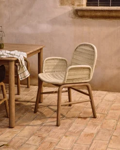 Tuinstoelen-Kave Home Alipa Tuin Armstoel Ecru