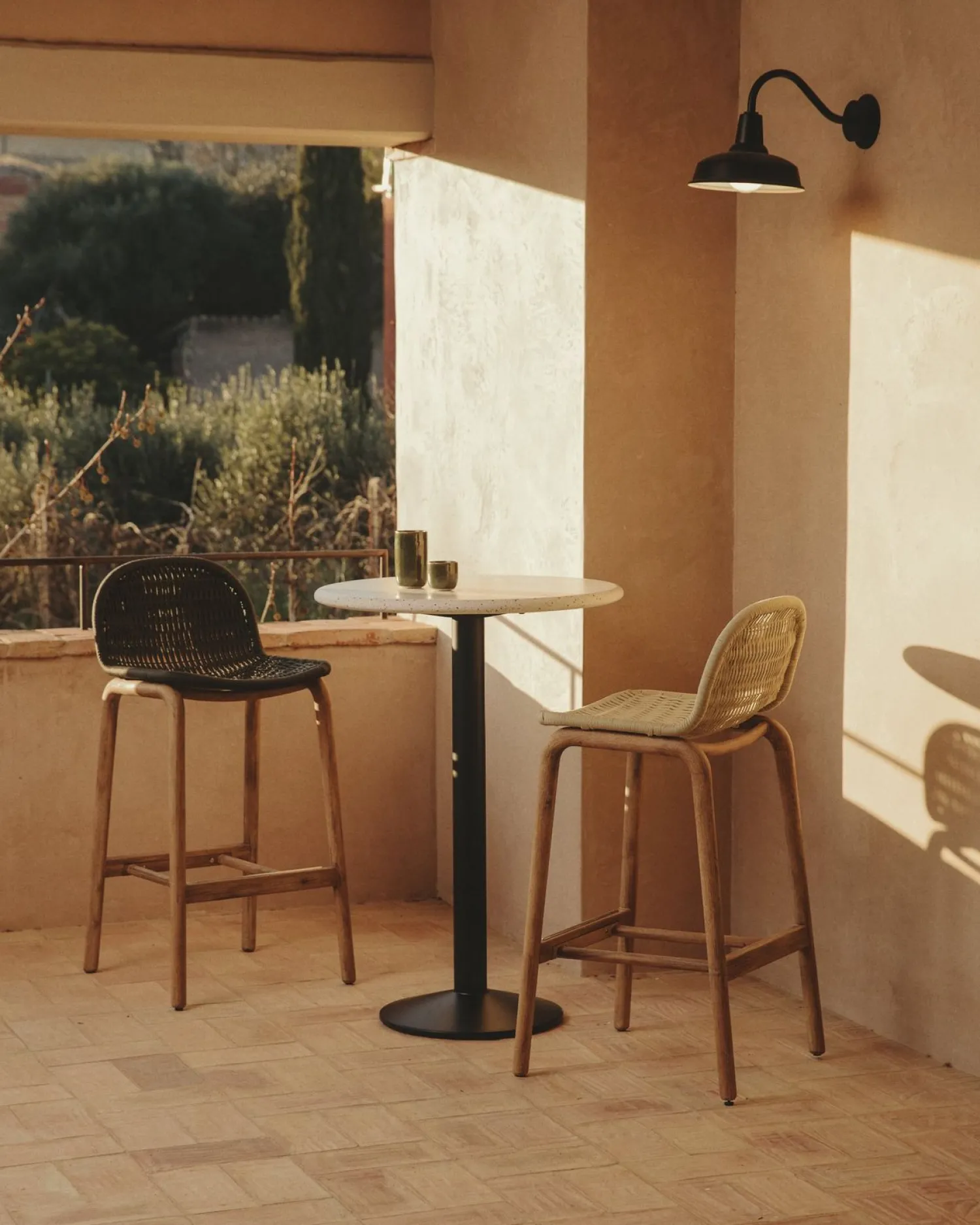 Tuinstoelen-Kave Home Alipa Tuin Barkruk Ecru