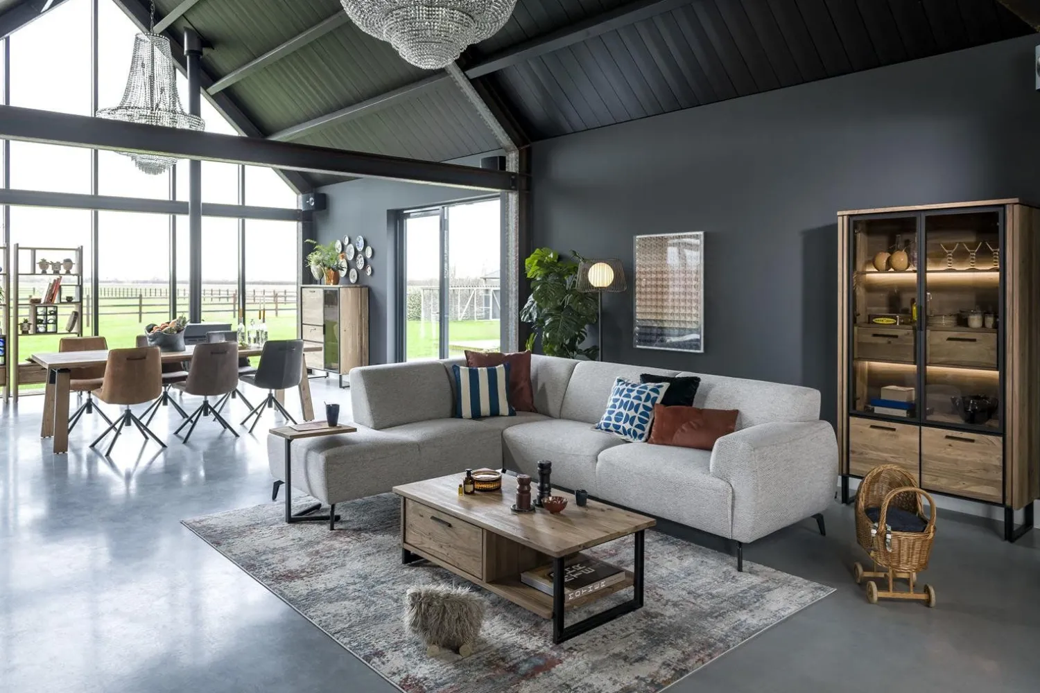 Industriële Vloerlampen|Vloerlampen-COCO maison Ally Vloerlamp Zwart
