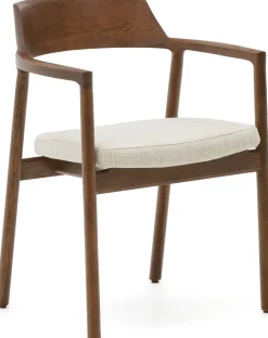 Tuinstoelen|Eetkamerstoelen Met Armleuning-Kave Home Alocs Eetkamerstoel Beige, Walnoot