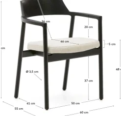 Eetkamerstoelen Met Armleuning-Kave Home Alocs Eetkamerstoel Beige, Zwart