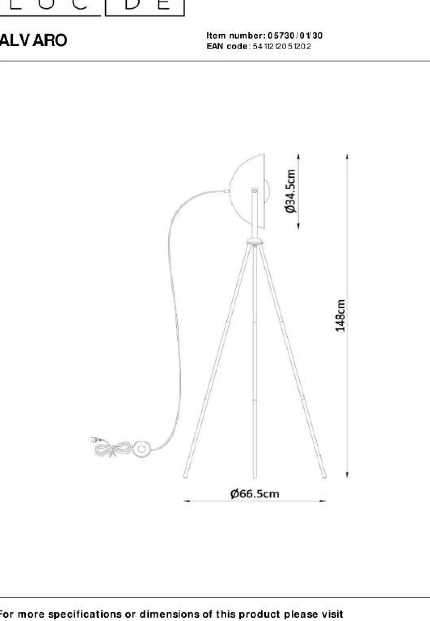 Industriële Vloerlampen|Vloerlampen-Lucide Alvaro Vloerlamp Zwart, Goud