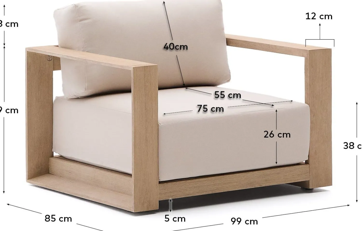 Tuinstoelen-Kave Home Ambra Fauteuil Beige