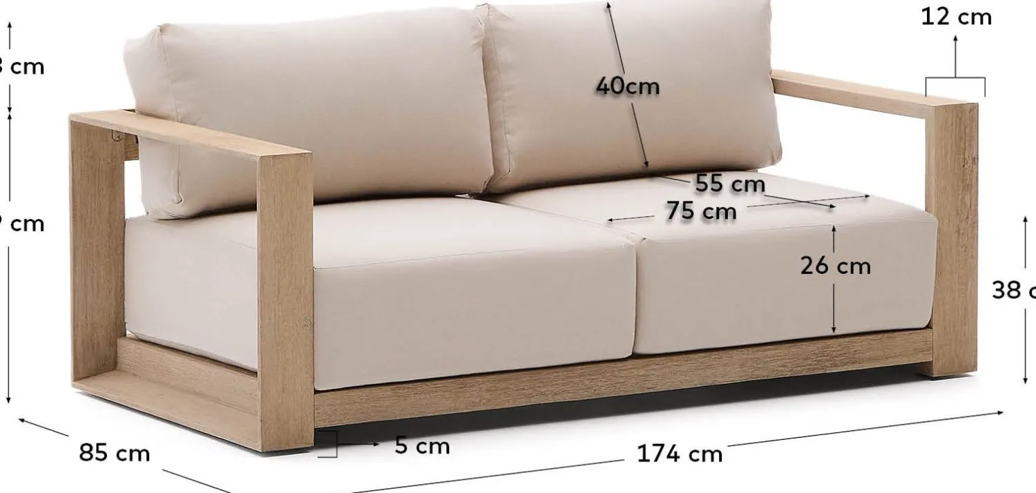 Tuinbanken|Zitbanken-Kave Home Ambra 2-Zitsbank Beige