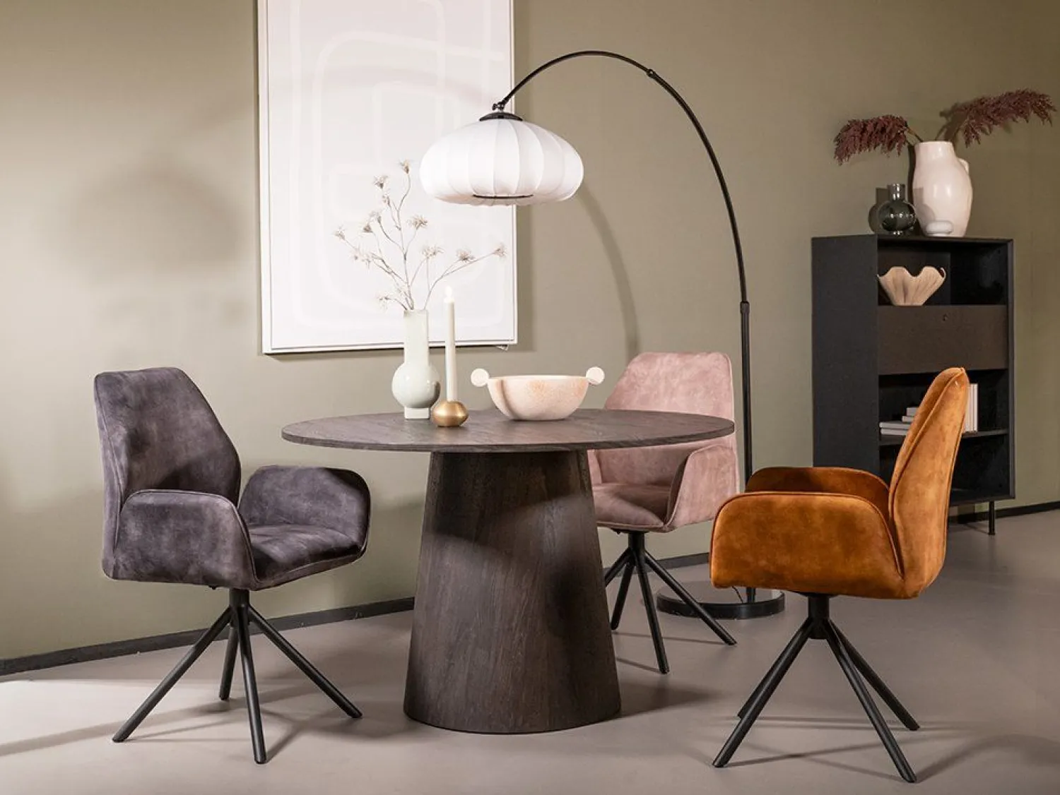 Draaibare Eetkamerstoelen|Eetkamerstoelen Met Armleuning-Eijerkamp Collectie Amira Eetkamerstoel Antracite