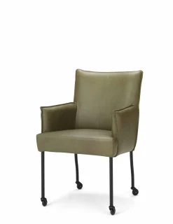 Eetkamerstoelen Met Wieltjes|Eetkamerstoelen Met Armleuning-Eijerkamp Collectie Andor Armstoel Groen