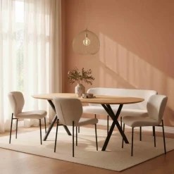 Eetkamerstoelen Zonder Armleuning-Eijerkamp Collectie Andrew Eetkamerstoel Beige