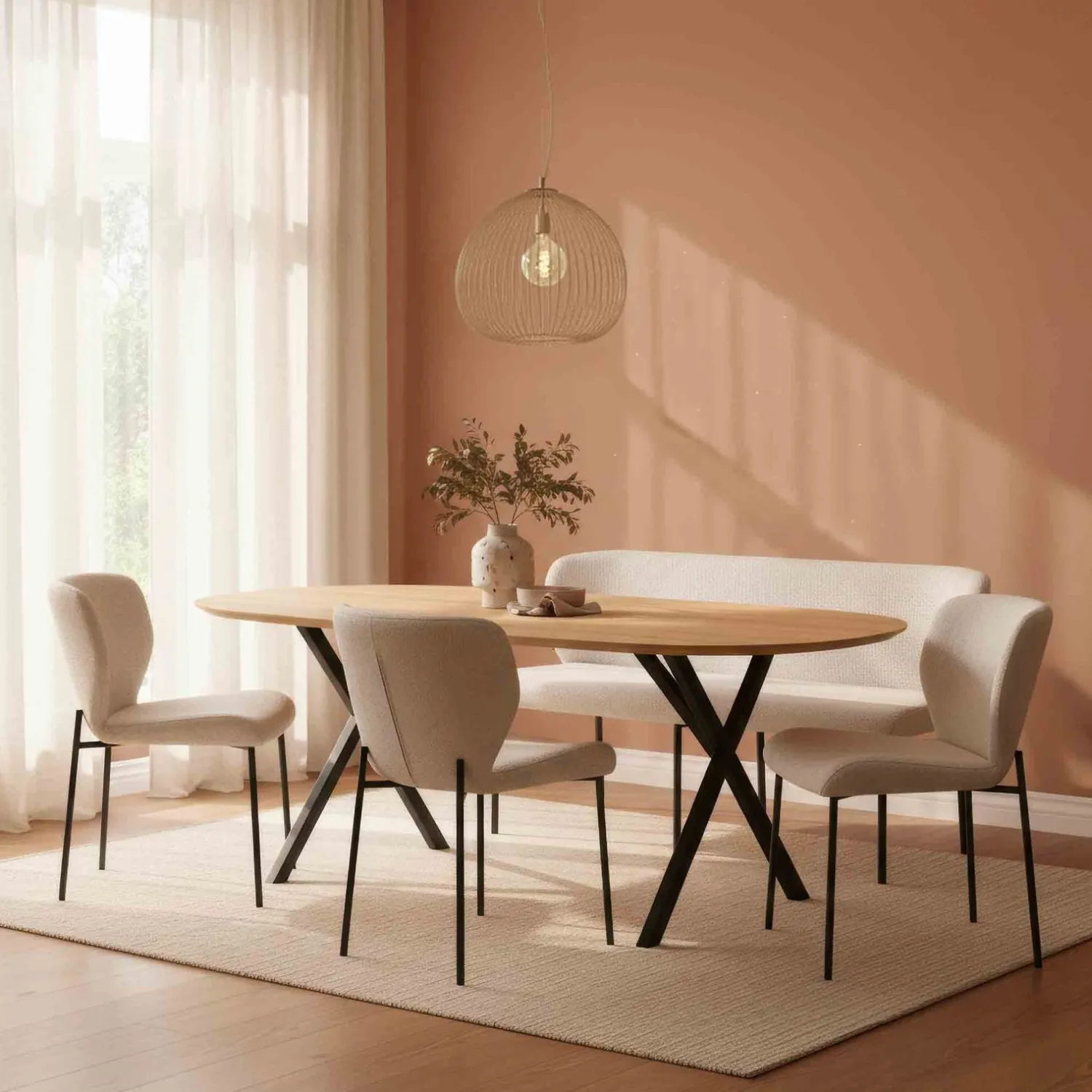 Eetkamerstoelen Zonder Armleuning-Eijerkamp Collectie Andrew Eetkamerstoel Beige