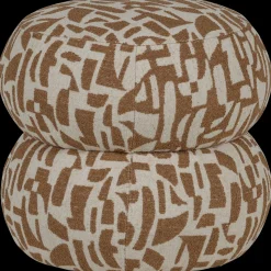 Poefjes & Krukjes-WOOOD Anic Poef Bruin, Creme