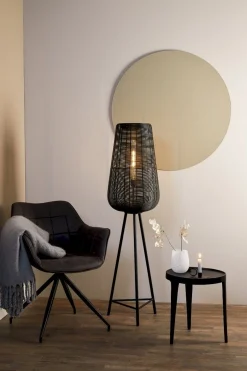 Industriële Vloerlampen|Vloerlampen-Trendhopper Anna Vloerlamp Zwart