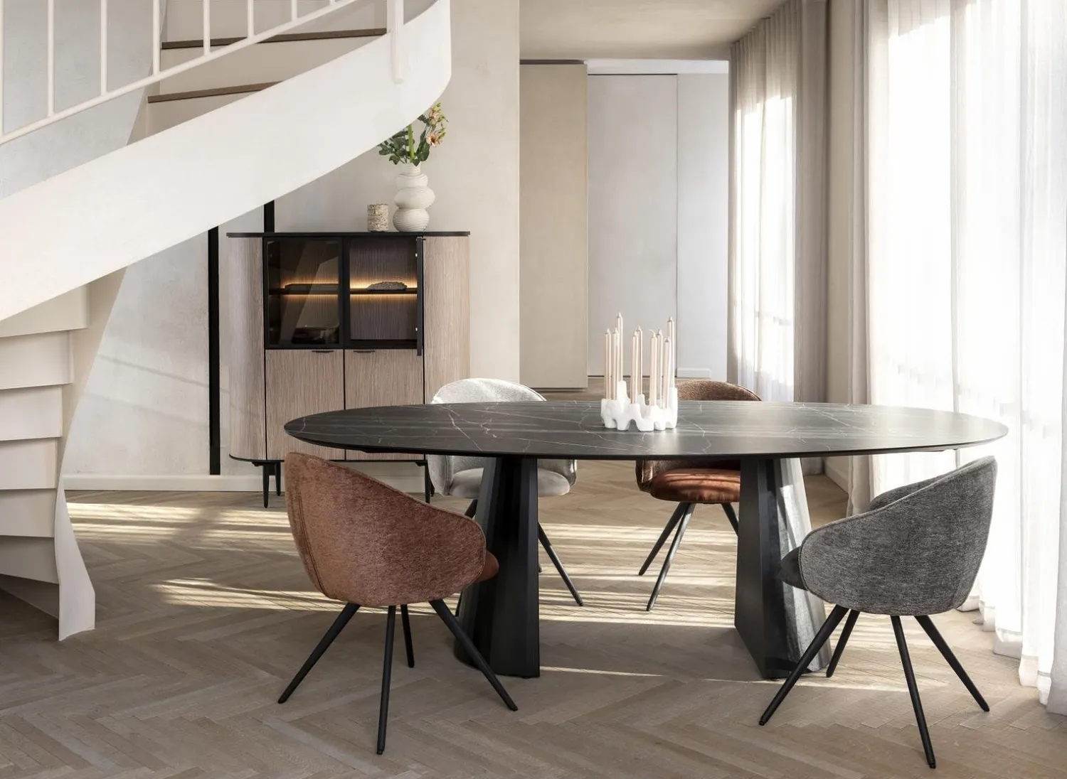 Ovale Eettafels-XOOON Arabax Eettafel Lichtgrijs