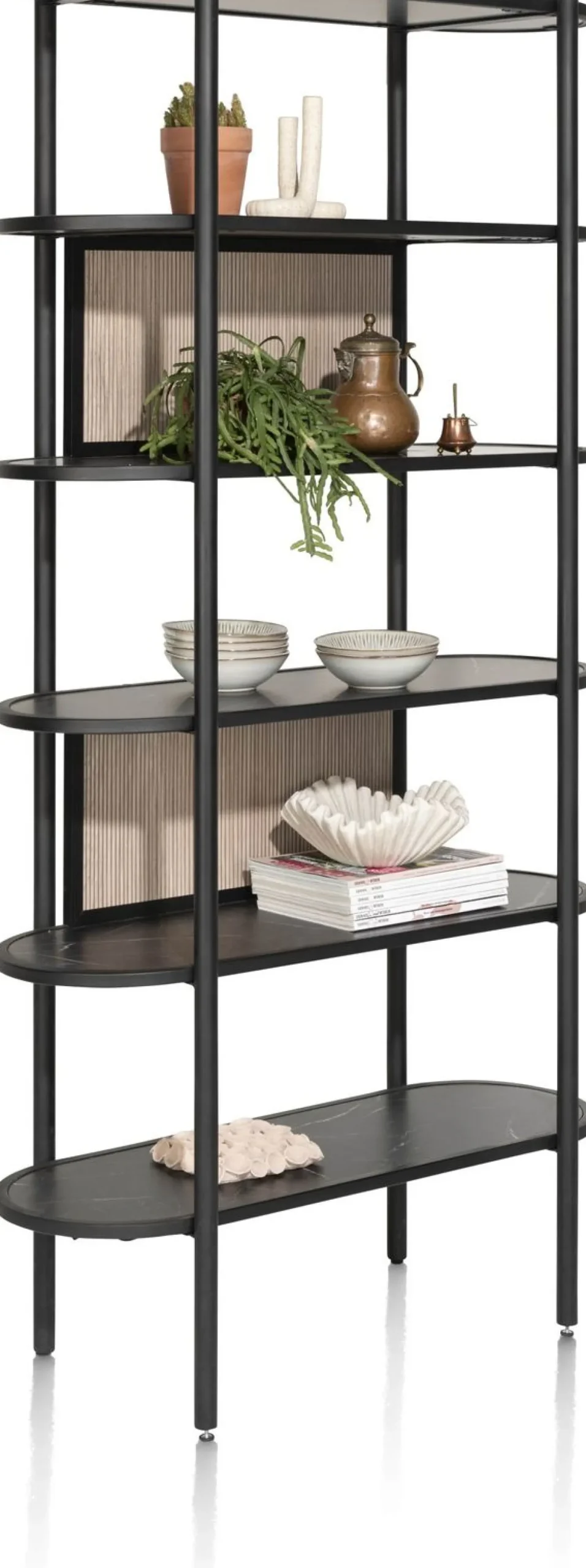 Boekenkasten-XOOON Aramon Boekenkast Zwart, Naturel