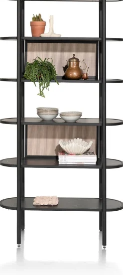 Boekenkasten-XOOON Aramon Boekenkast Zwart, Naturel