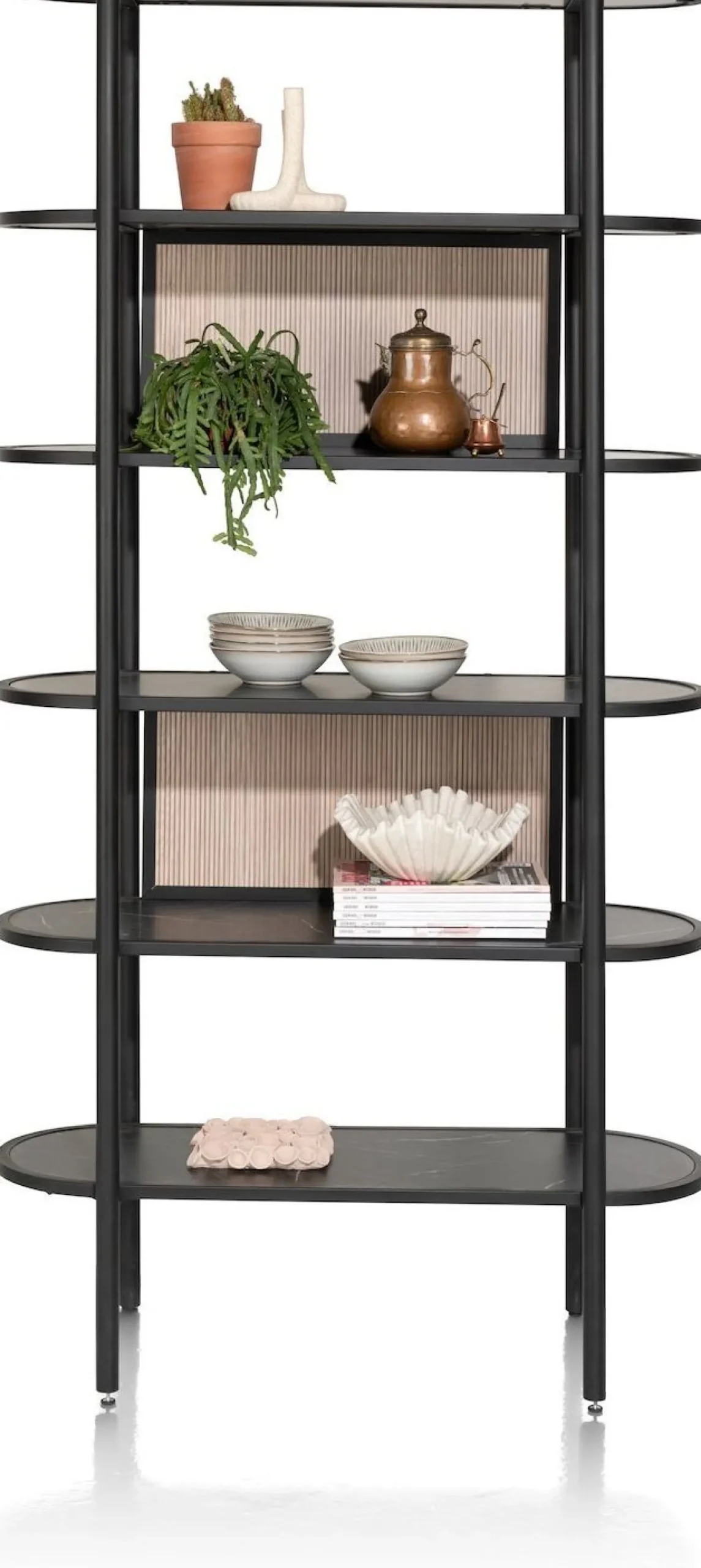 Boekenkasten-XOOON Aramon Boekenkast Zwart, Naturel