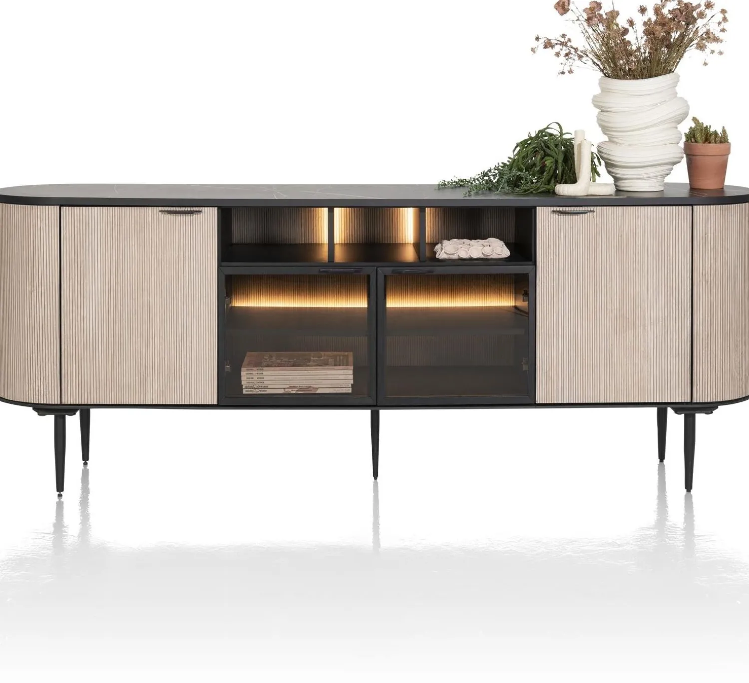Dressoirs-XOOON Aramon Dressoir Zwart, Naturel