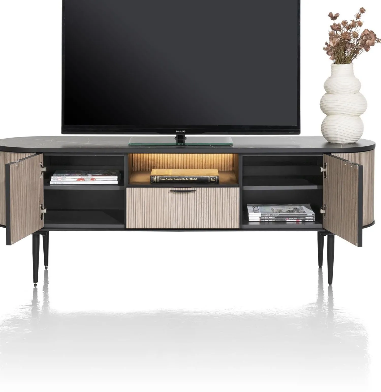 Tv-Meubels-XOOON Aramon Tv-meubel Zwart, Naturel