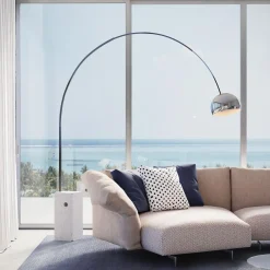 Moderne Vloerlampen|Vloerlampen-Flos Arco Vloerlamp Zilver