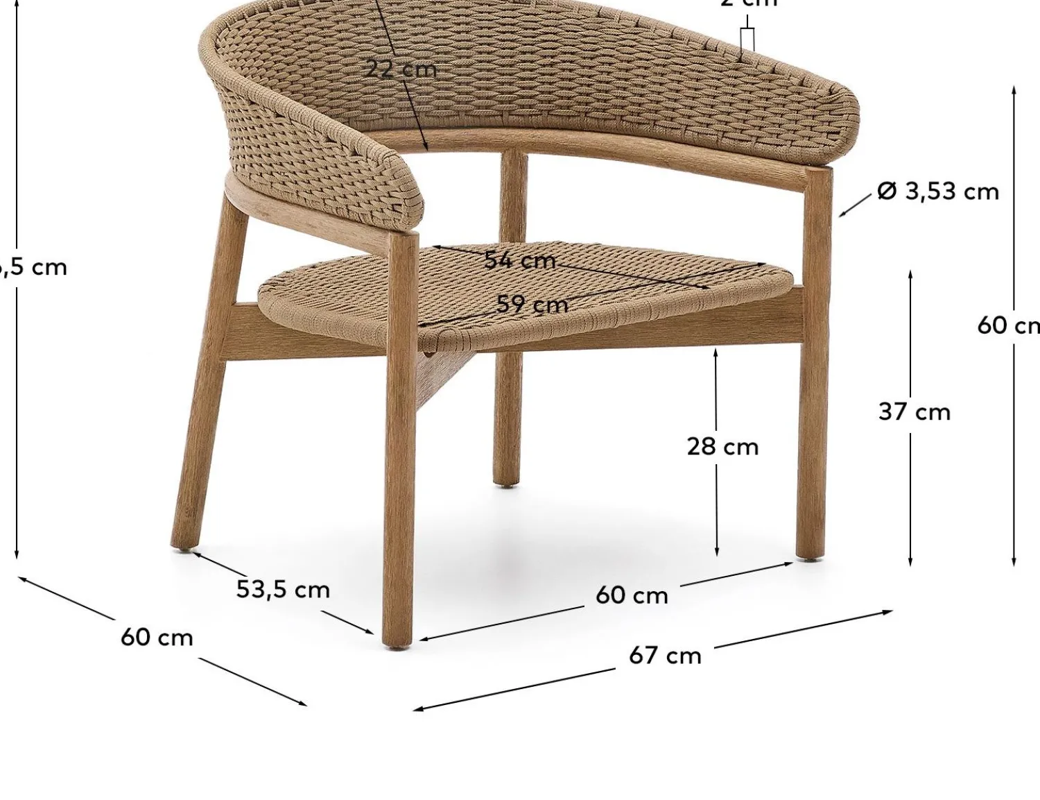 Tuinstoelen-Kave Home Arinella Outdoor Fauteuil Beige, Naturel
