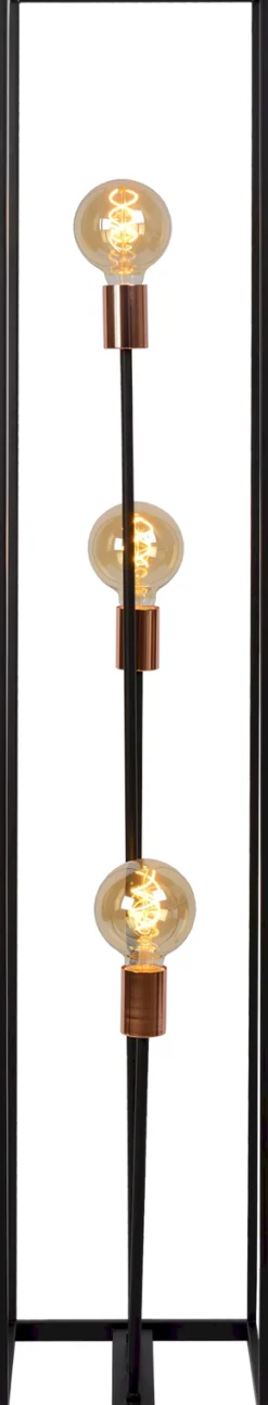 Industriële Vloerlampen|Vloerlampen-Lucide Arthur Vloerlamp Zwart, Koper