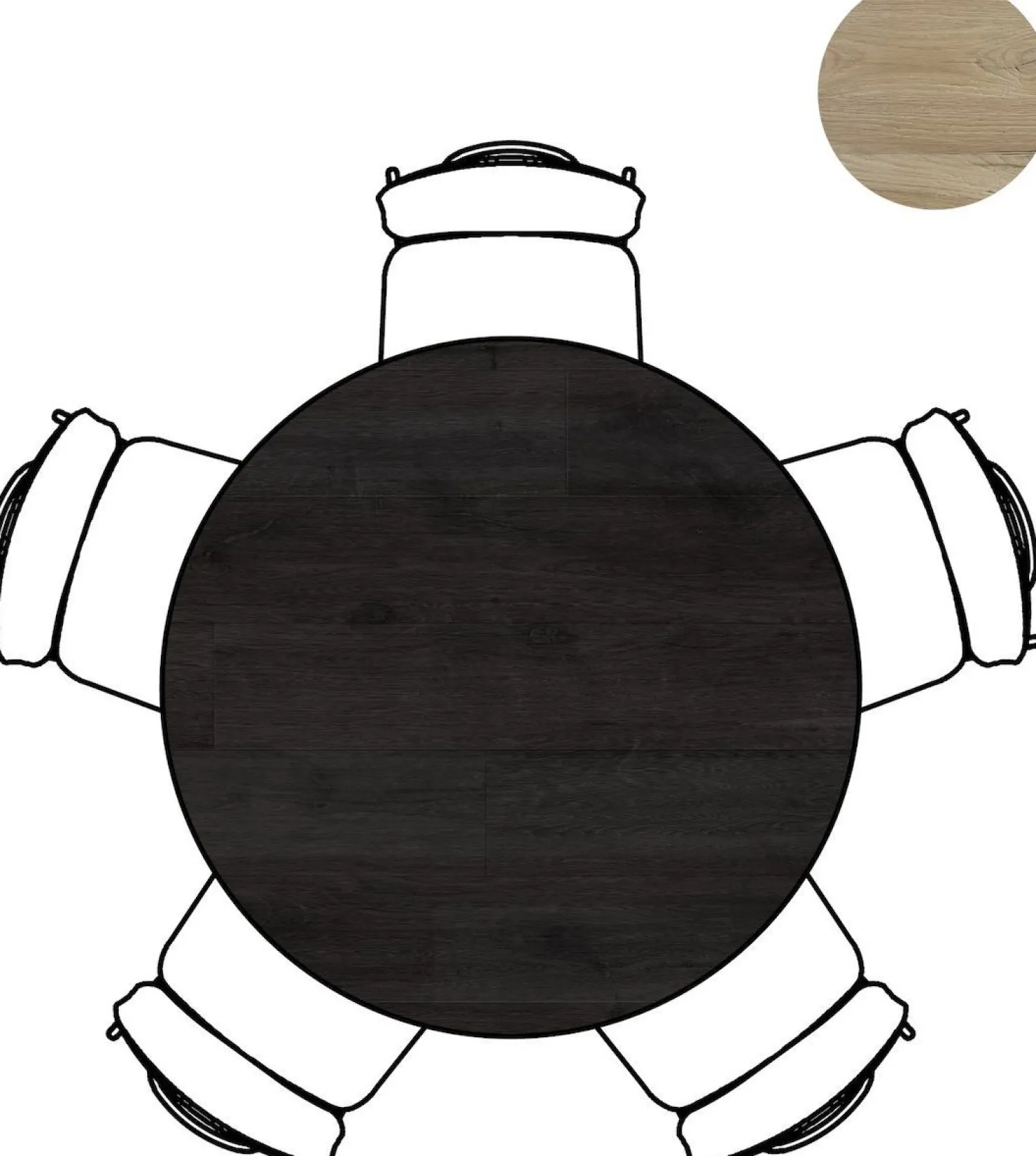 Houten Eettafels|Ronde Eettafels-XOOON Arvada Rond Eettafel Onyx