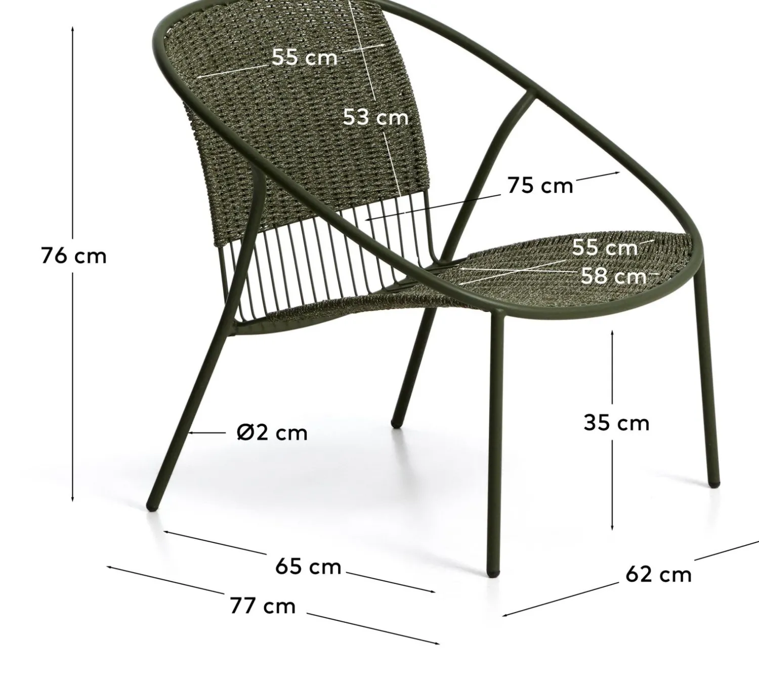 Tuinstoelen-Kave Home Atrani Outdoor Fauteuil Groen
