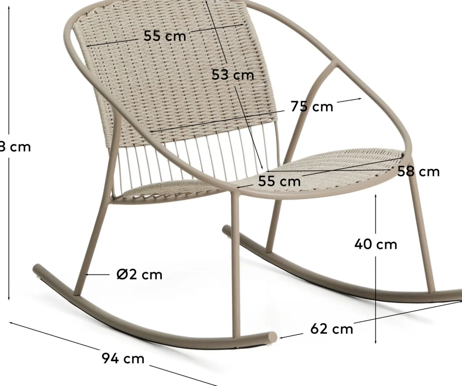 Tuinstoelen-Kave Home Atrani Outdoor Schommelstoel Taupe