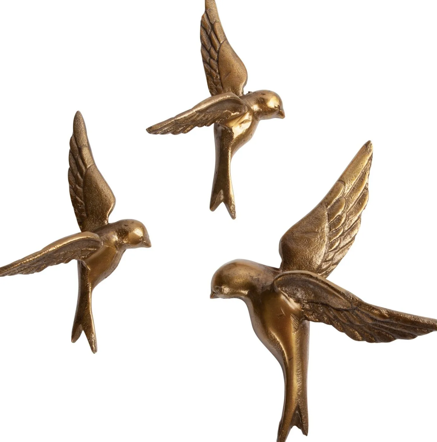 Wanddecoraties-WOOOD Avaler Too Vogels set van 3 Wanddecoratie Antique Brass