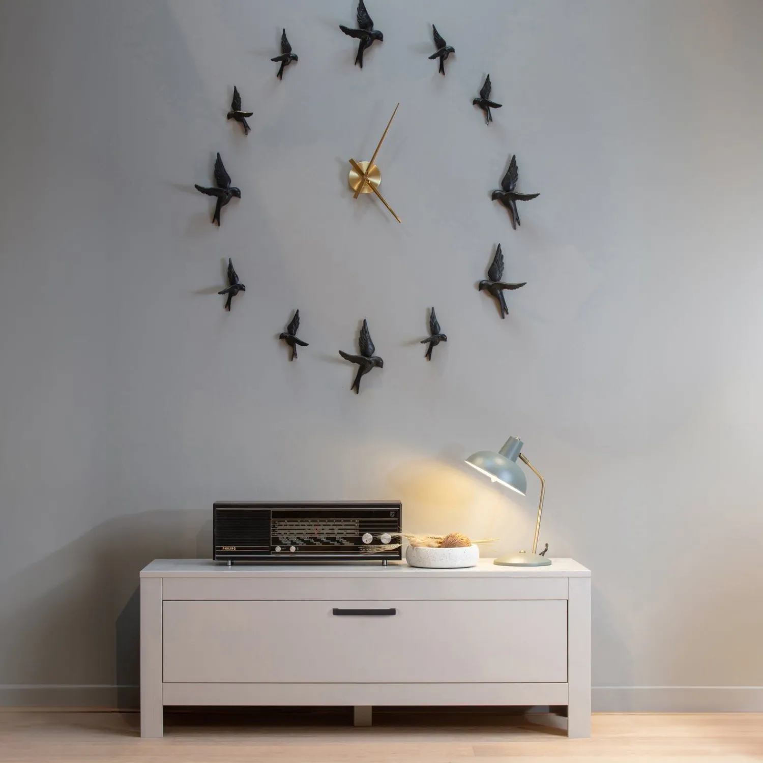 Wanddecoraties-WOOOD Avaler Vogels Set van 4 Wanddecoratie Zwart
