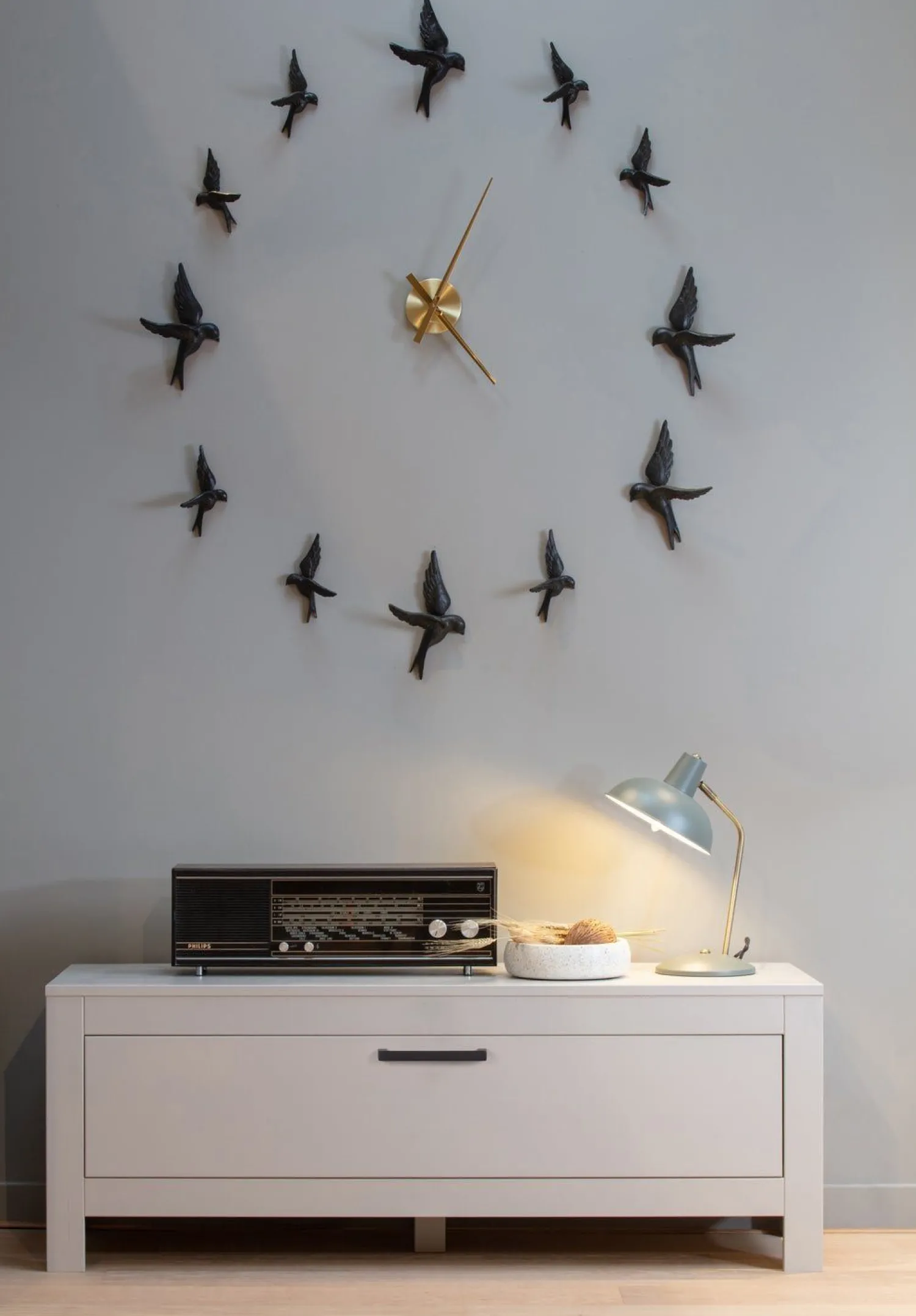 Wanddecoraties-WOOOD Avaler Vogels Set van 4 Wanddecoratie Zwart