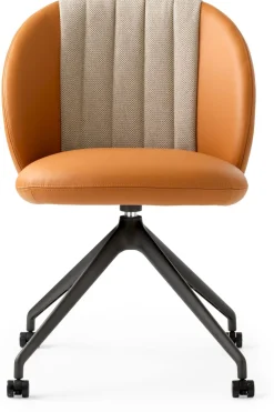 Design Stoelen|Eetkamerstoelen Met Wieltjes-Leolux Baani Eetkamerstoel Cognac
