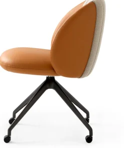 Design Stoelen|Eetkamerstoelen Met Wieltjes-Leolux Baani Eetkamerstoel Cognac