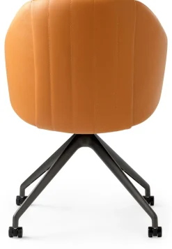 Design Stoelen|Eetkamerstoelen Met Wieltjes-Leolux Baani Eetkamerstoel Cognac