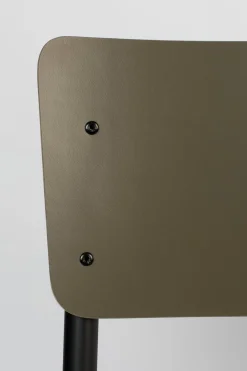 Eetkamerstoelen Zonder Armleuning-Zuiver Back to School (set van 4) Eetkamerstoel Matte Olive
