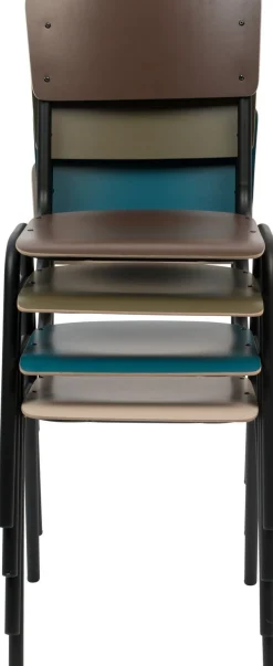 Eetkamerstoelen Zonder Armleuning-Zuiver Back to School (set van 4) Eetkamerstoel Matte Petrol