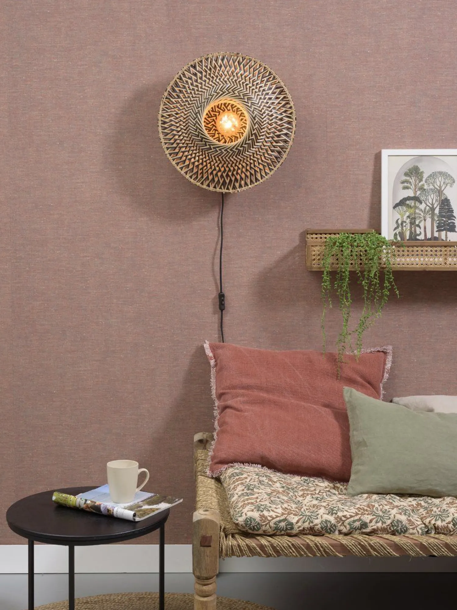 Industriële Wandlampen|Wandlampen-Good&Mojo Bali Wandlamp Natural/Black