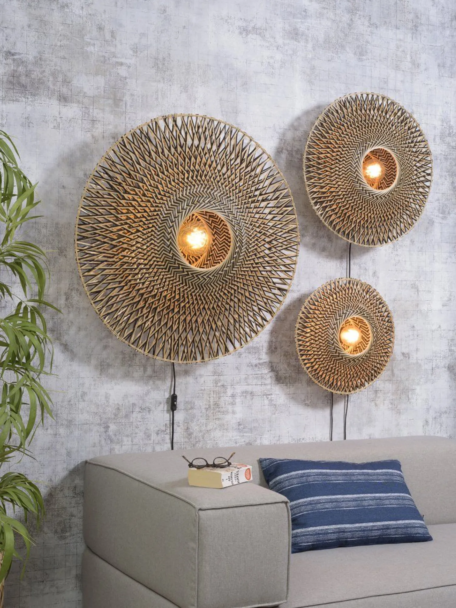Industriële Wandlampen|Wandlampen-Good&Mojo Bali Wandlamp Natural/Black