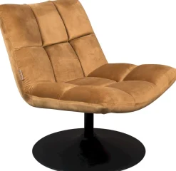 Draaifauteuils-Dutchbone Bar velvet Fauteuil Golden brown