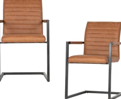 Eetkamerstoelen Met Armleuning-WOOOD Bas Eetkamerstoel cognac