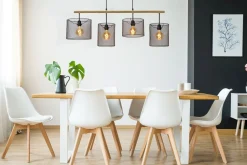 Industriële Hanglampen|Industriële Hanglampen-Lucide Baskett Hanglamp Zwart, Naturel