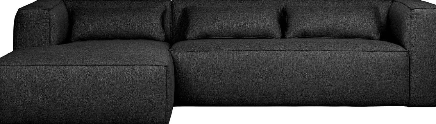 Hoekbanken-WOOOD Bean Gemeleerd Links Hoekbank Dark Grey